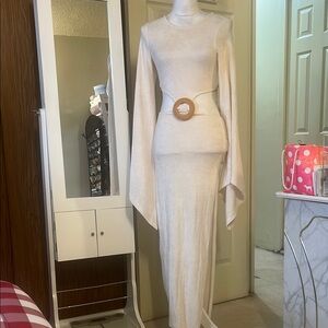 Elegant Beige Long Sleeve Dress Brand New with Tags
